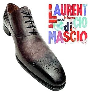 LAURENT di MASCIO Men’s Handmade Bamoral Dress Shoes – Dark Burgundy Size 7.5 M